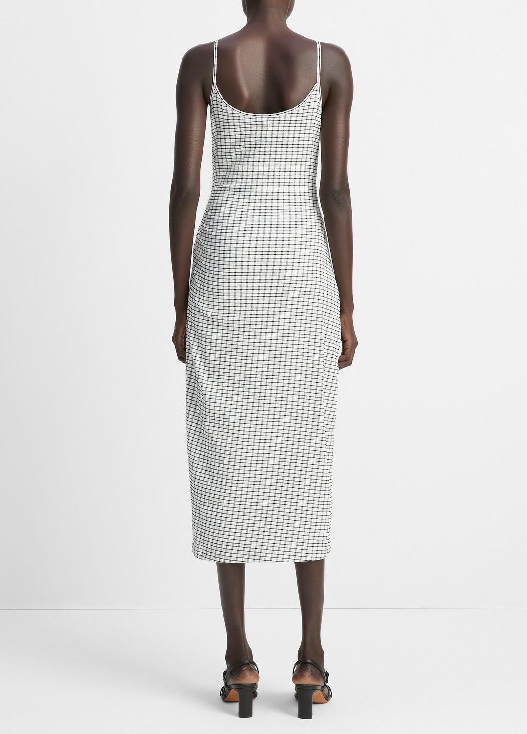 VINCE Checked Smocked Tank Dress in Dresses & Skirts