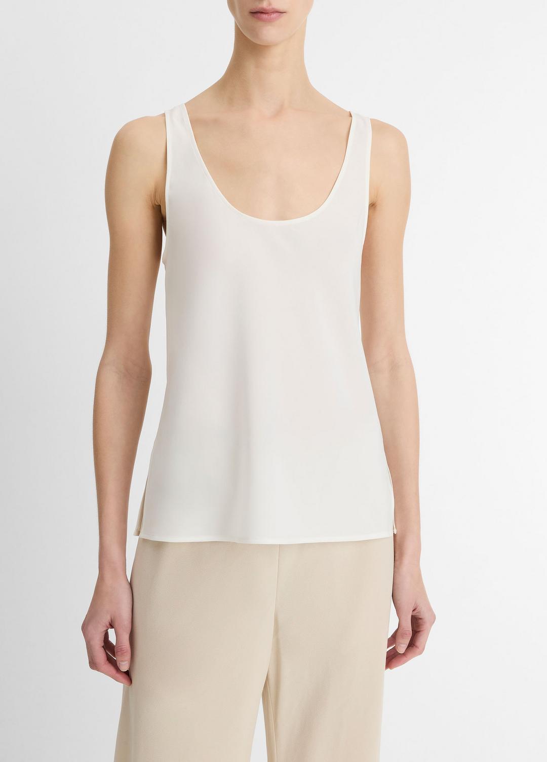 VINCE Classic Stretch-Silk Bias Tank in Shirts & Tees