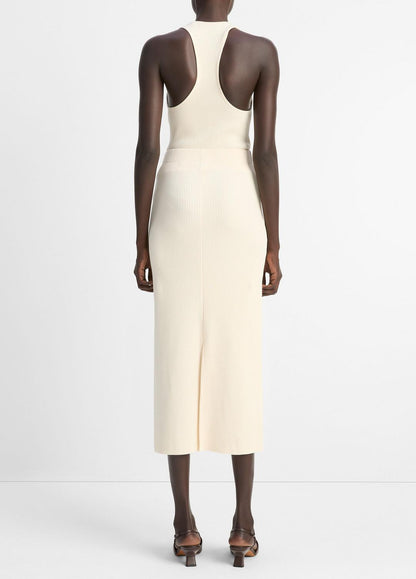 VINCE Ribbed Cotton-Blend Midi Skirt in Dresses & Skirts
