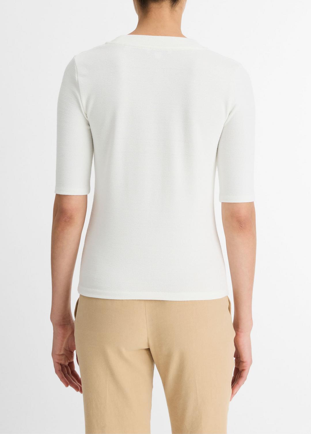 VINCE Jersey Elbow-Sleeve Henley in Shirts & Tees