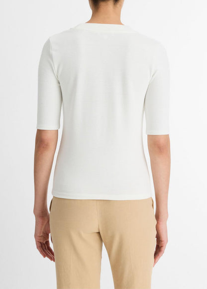 VINCE Jersey Elbow-Sleeve Henley in Shirts & Tees