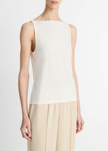 VINCE Matte Jersey Boat-Neck Tank in Shirts & Tees