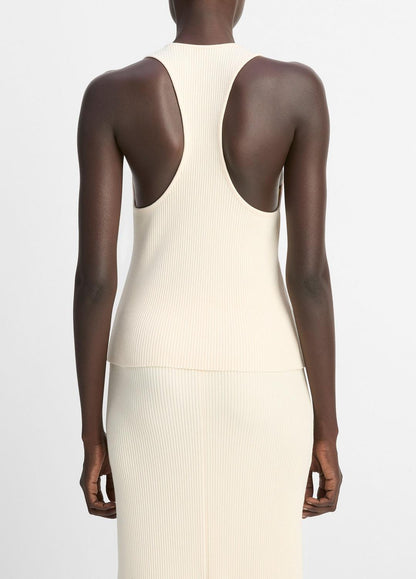 VINCE Ribbed Cotton-Blend Racerback Tank in Shirts & Tees