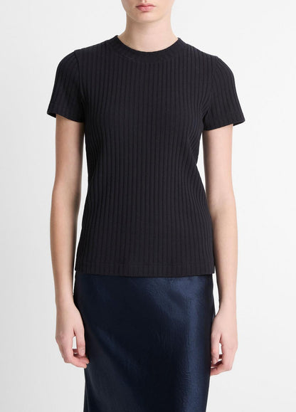 VINCE Ribbed Cotton-Blend Top in Shirts & Tees