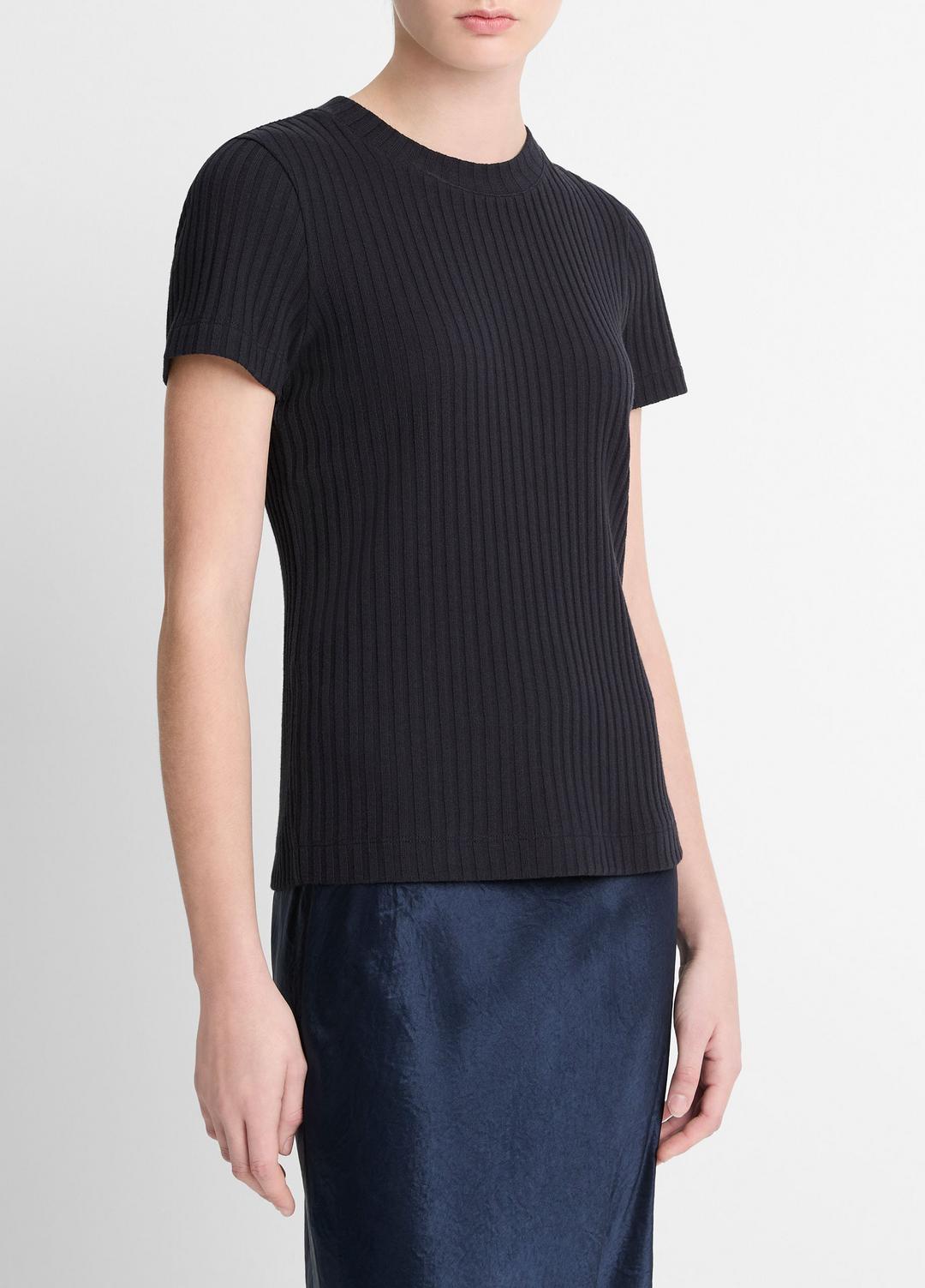 VINCE Ribbed Cotton-Blend Top in Shirts & Tees