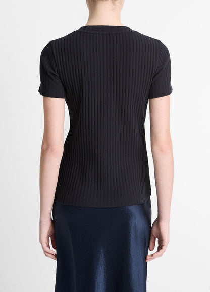 VINCE Ribbed Cotton-Blend Top in Shirts & Tees