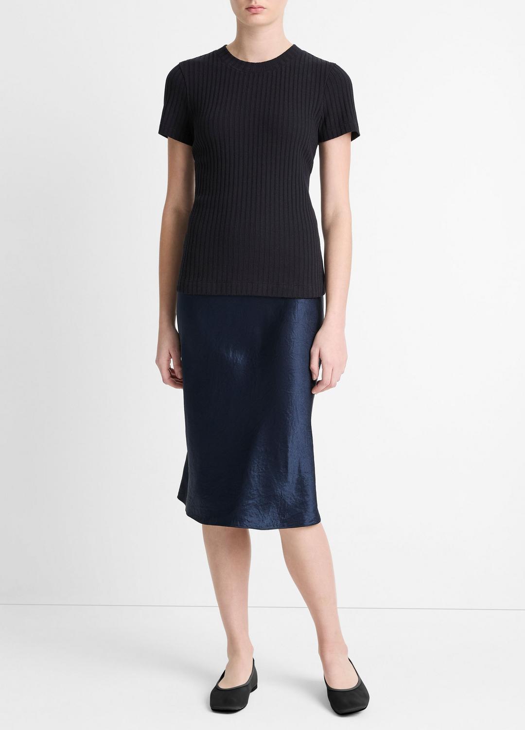 VINCE Ribbed Cotton-Blend Top in Shirts & Tees