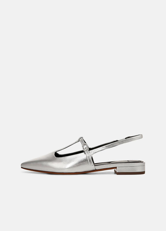 VINCE Iliana Metallic Leather Slingback Flat in Shoes
