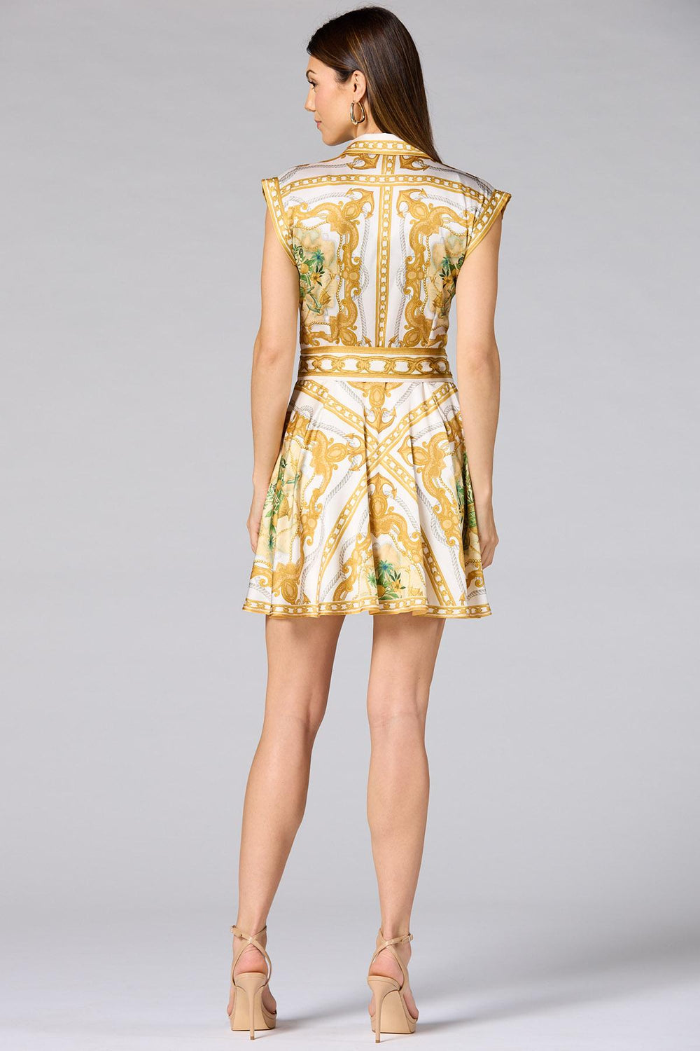 cache status print satin shirt dress Versona Caché