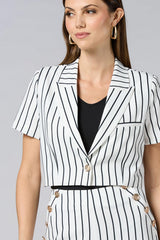 cache black white stripe cropped jacket Versona Caché