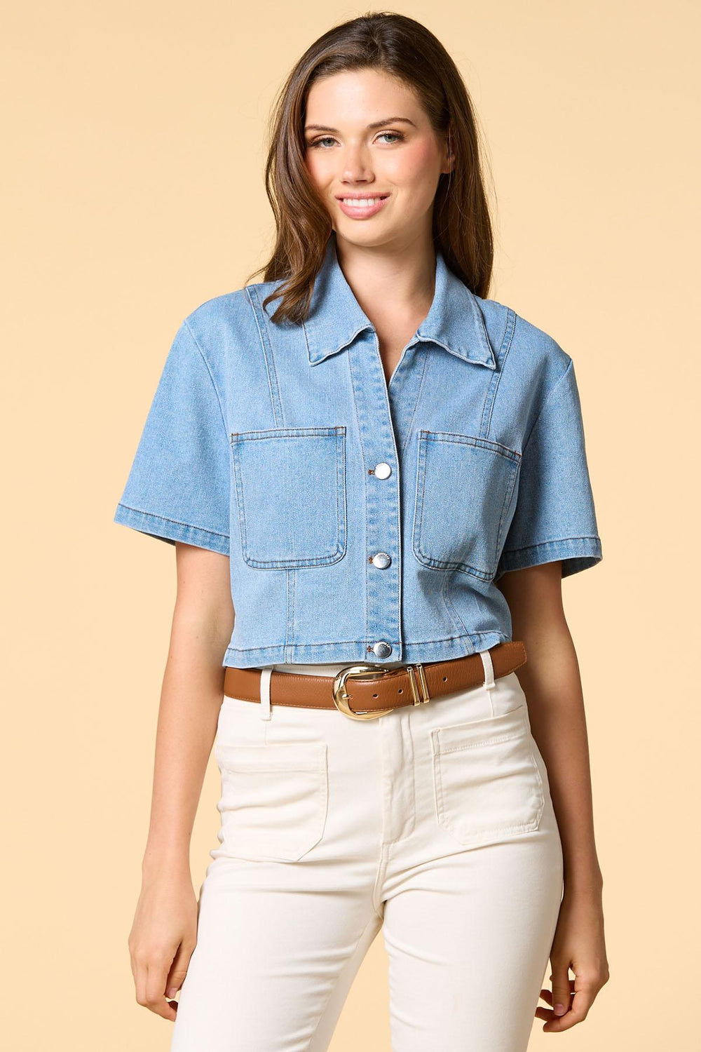short story cropped denim jacket Versona Apparel