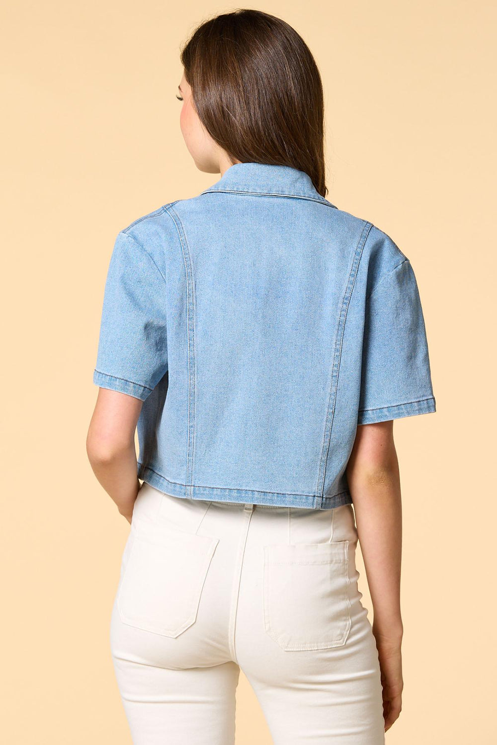 short story cropped denim jacket Versona Apparel