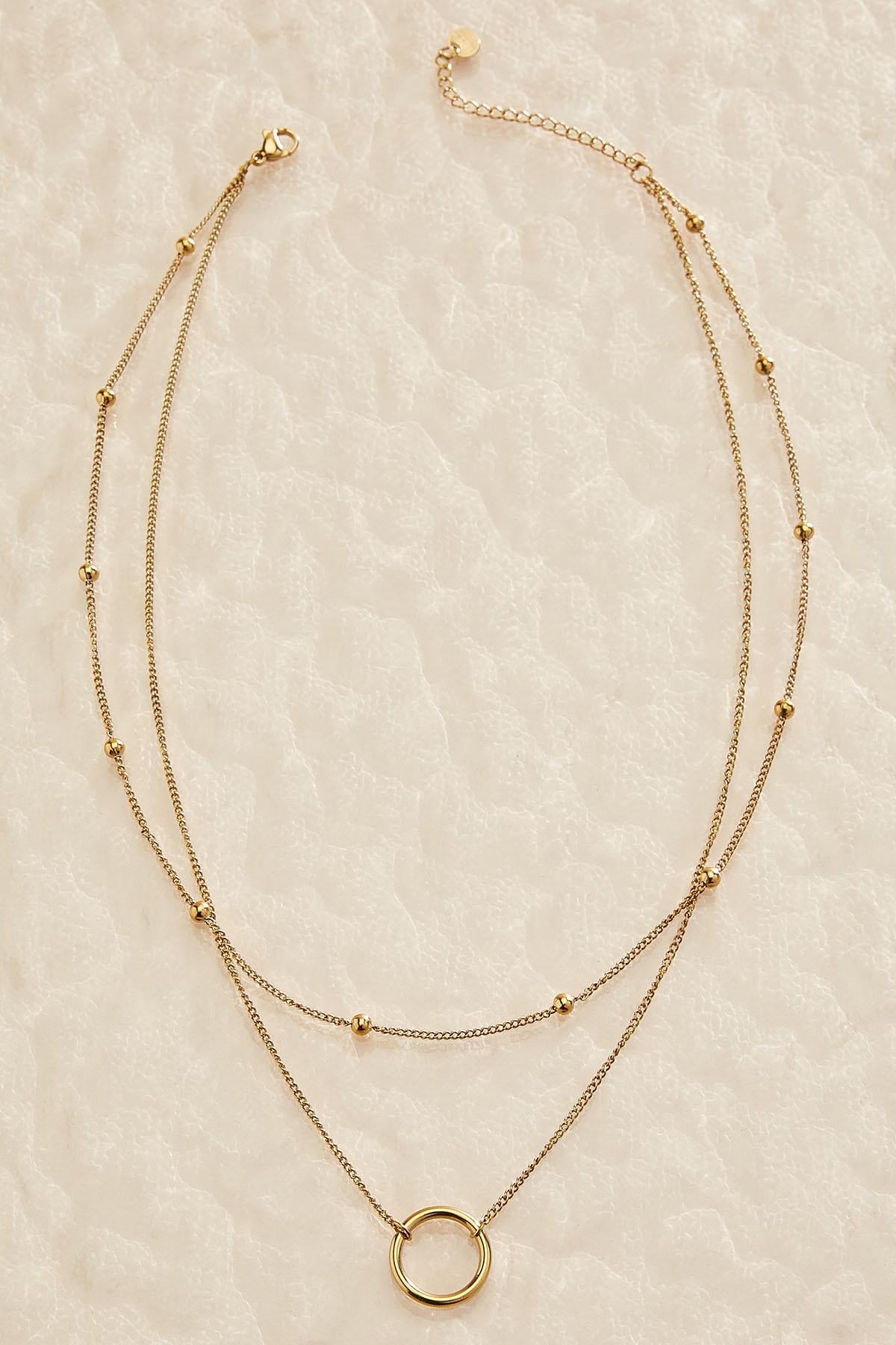 waterproof circle pendant layered necklace Versona Jewelry