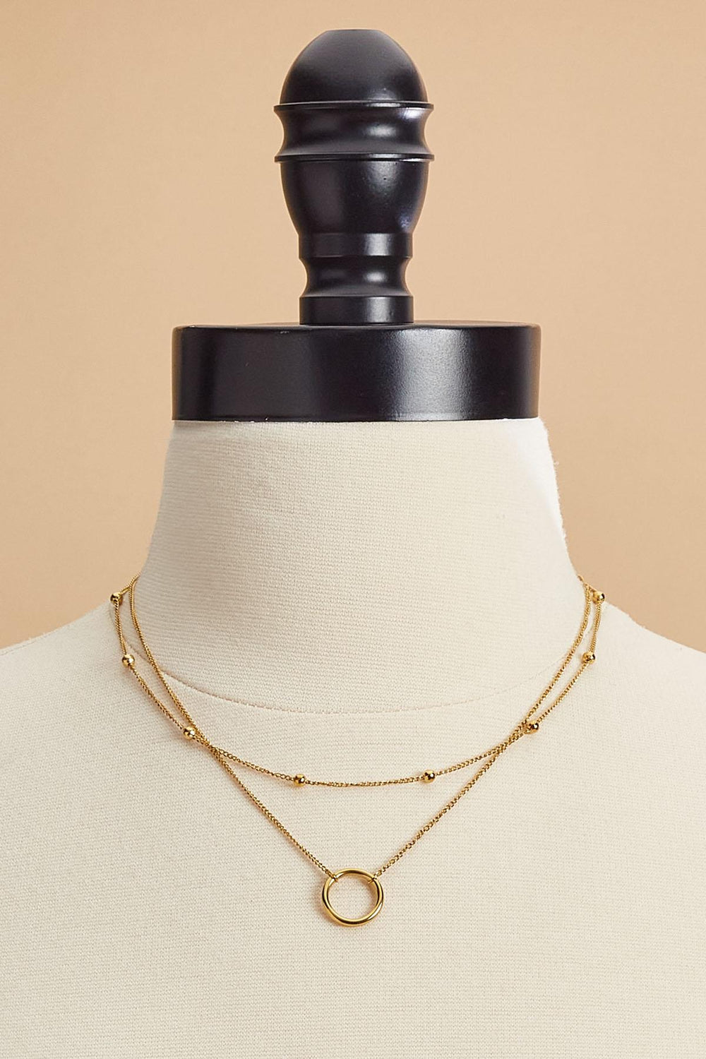waterproof circle pendant layered necklace Versona Jewelry