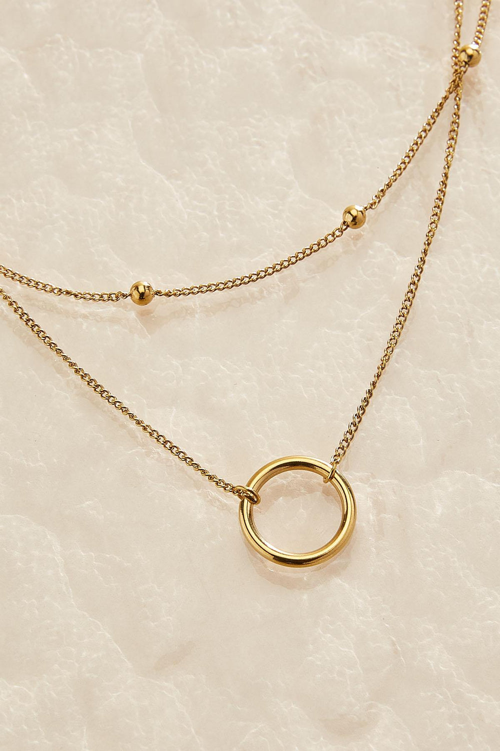 waterproof circle pendant layered necklace Versona Jewelry