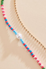 multicolor beaded pearl anklet set Versona Jewelry