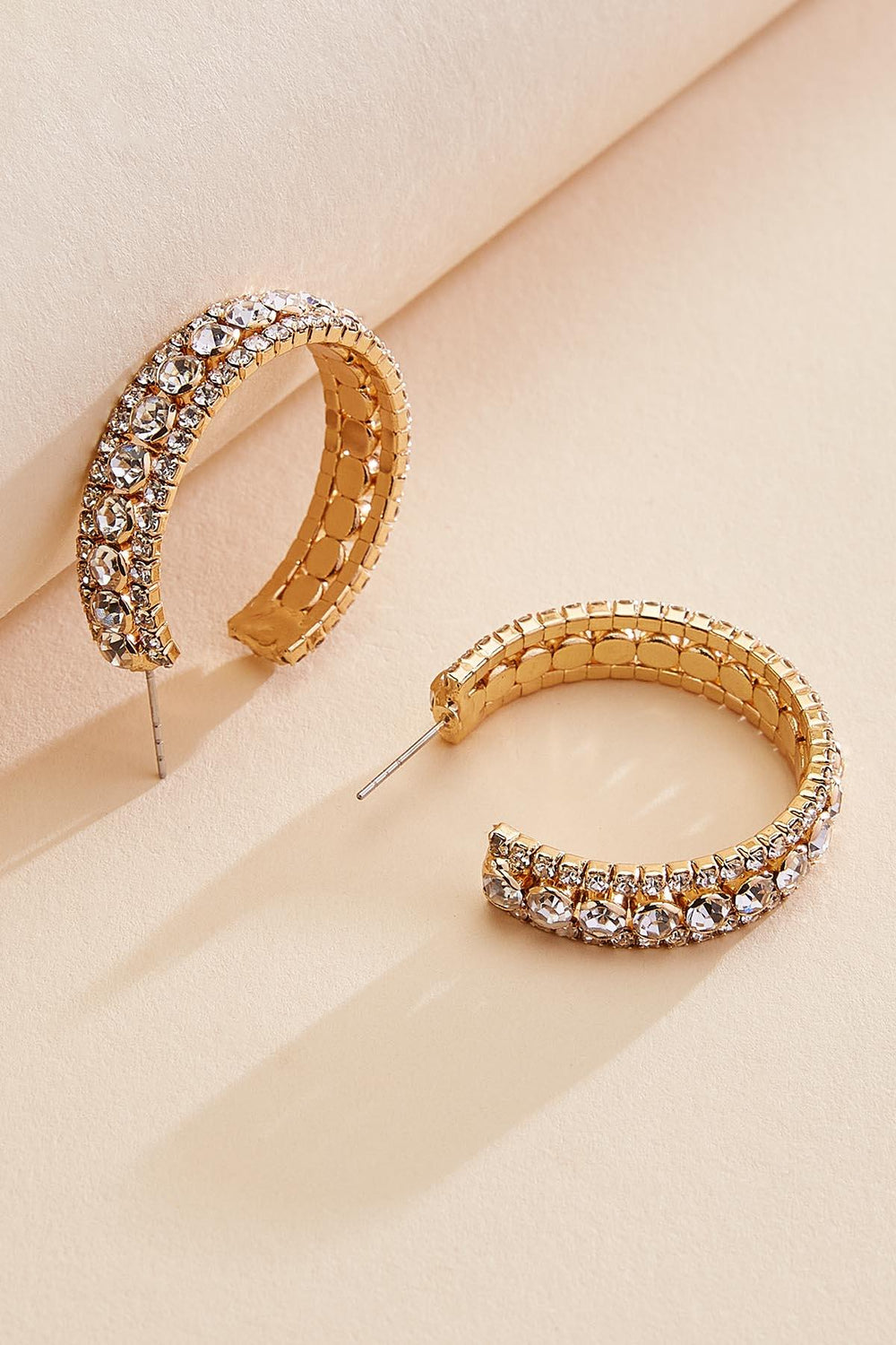 layered rhinestone hoop earrings Versona Jewelry
