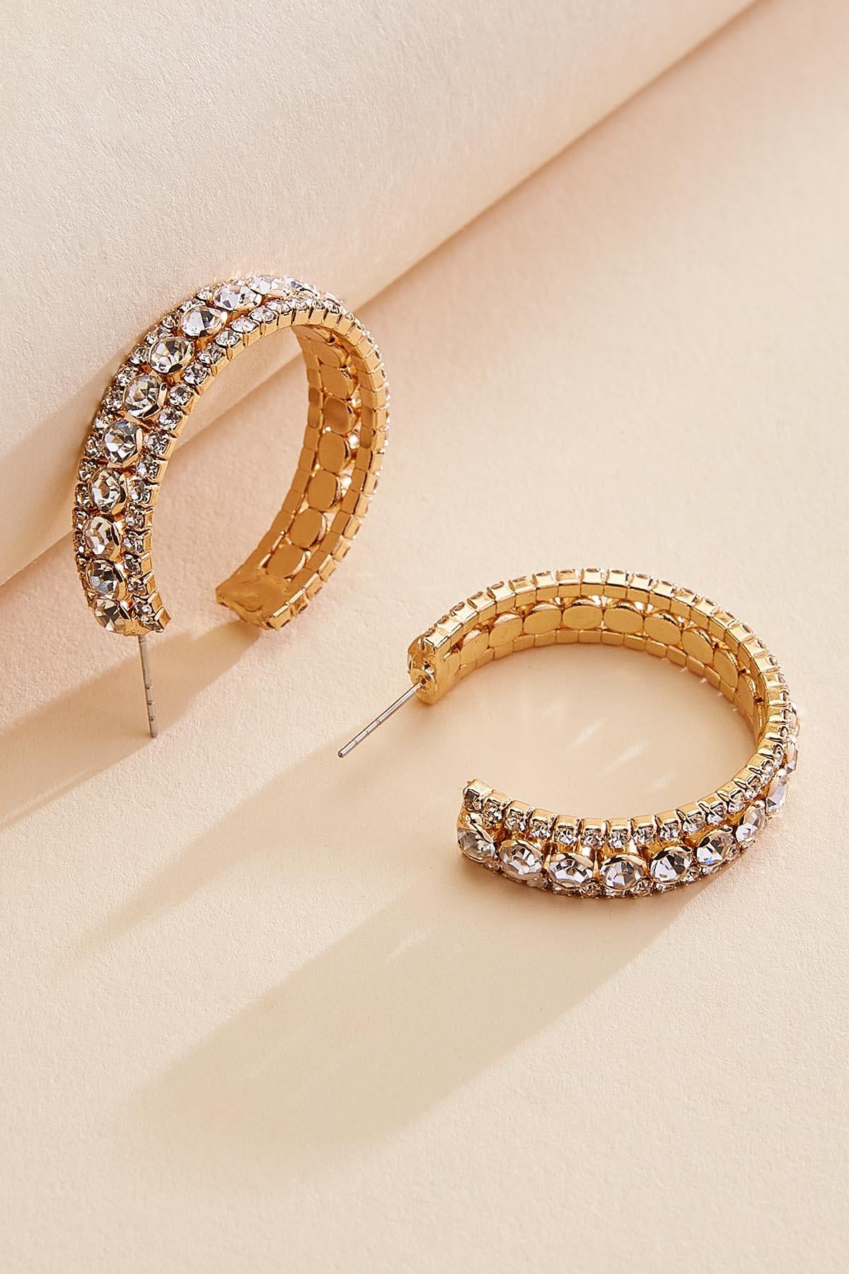layered rhinestone hoop earrings Versona Jewelry