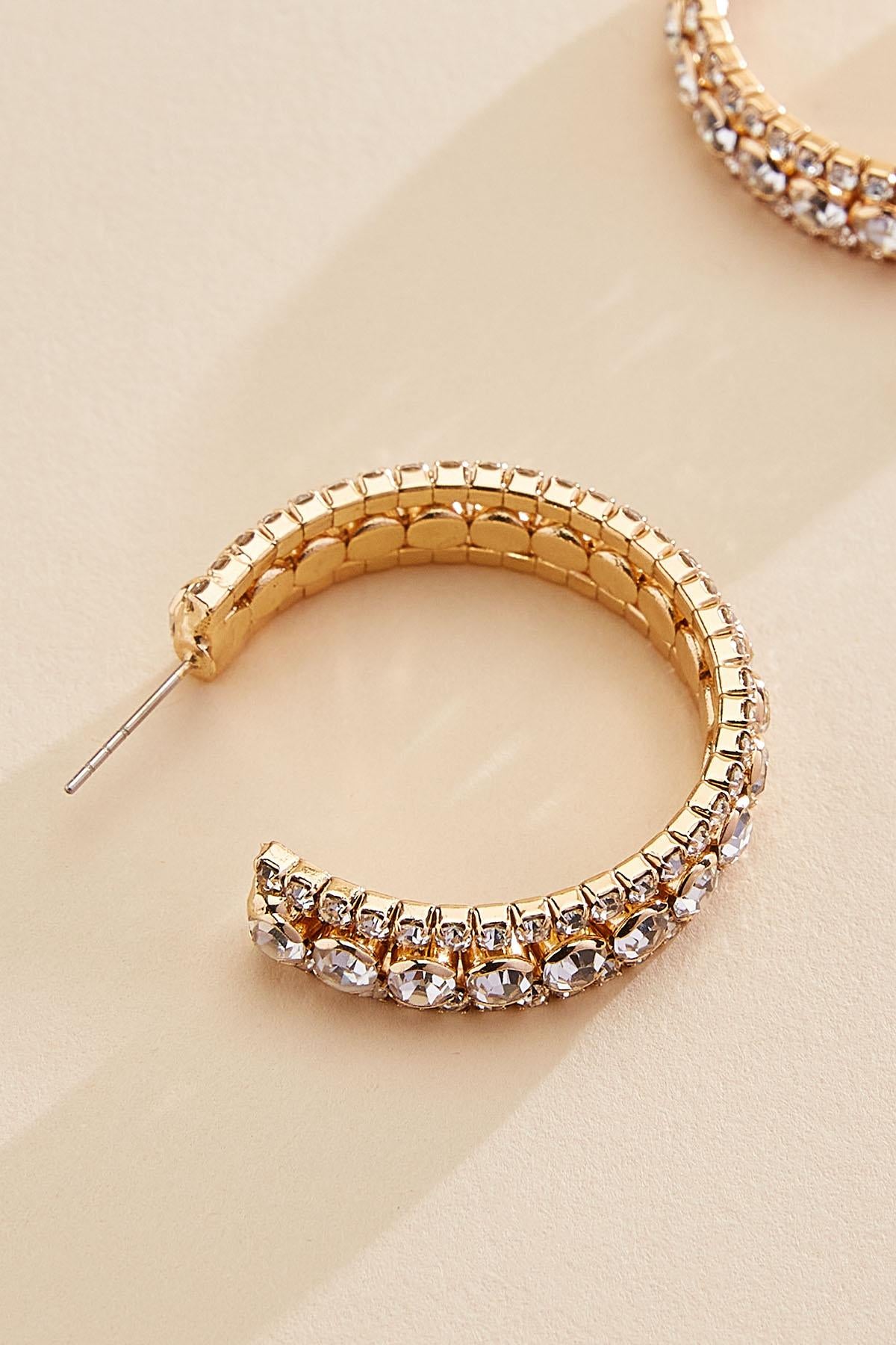 layered rhinestone hoop earrings Versona Jewelry