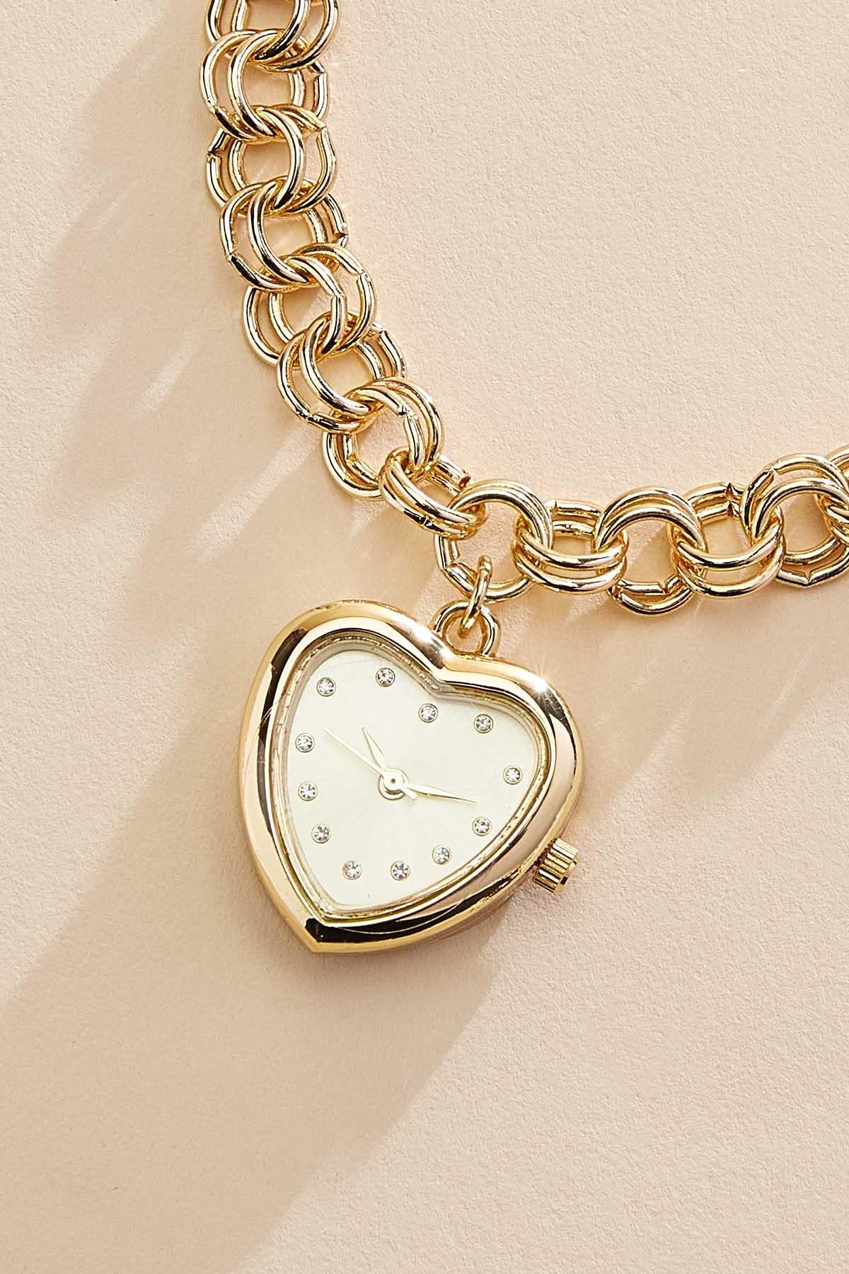 gold heart watch chain bracelet Versona Accessories|Jewelry