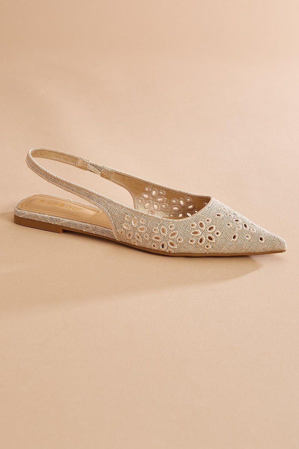 glittery eyelet embroidered sling back flats Versona Shoes