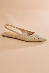 glittery eyelet embroidered sling back flats Versona Shoes