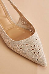 glittery eyelet embroidered sling back flats Versona Shoes