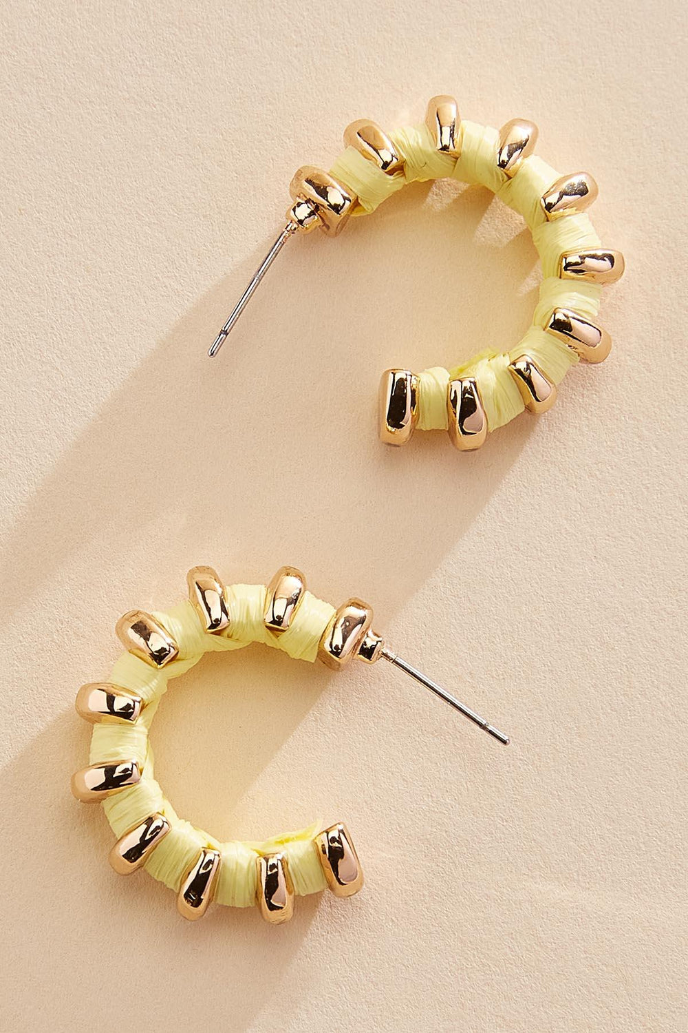 gold raffia wrapped hoop earrings Versona Sale