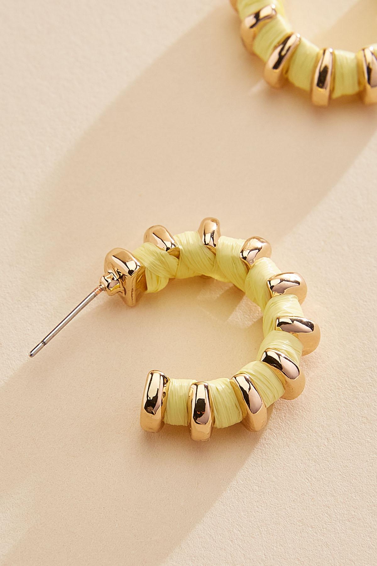 gold raffia wrapped hoop earrings Versona Sale