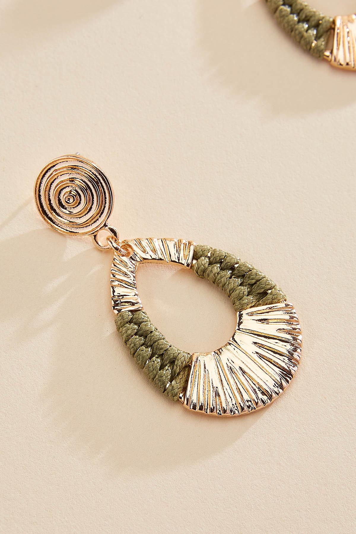 thread wrapped gold tear earrings Versona Trends|Jewelry
