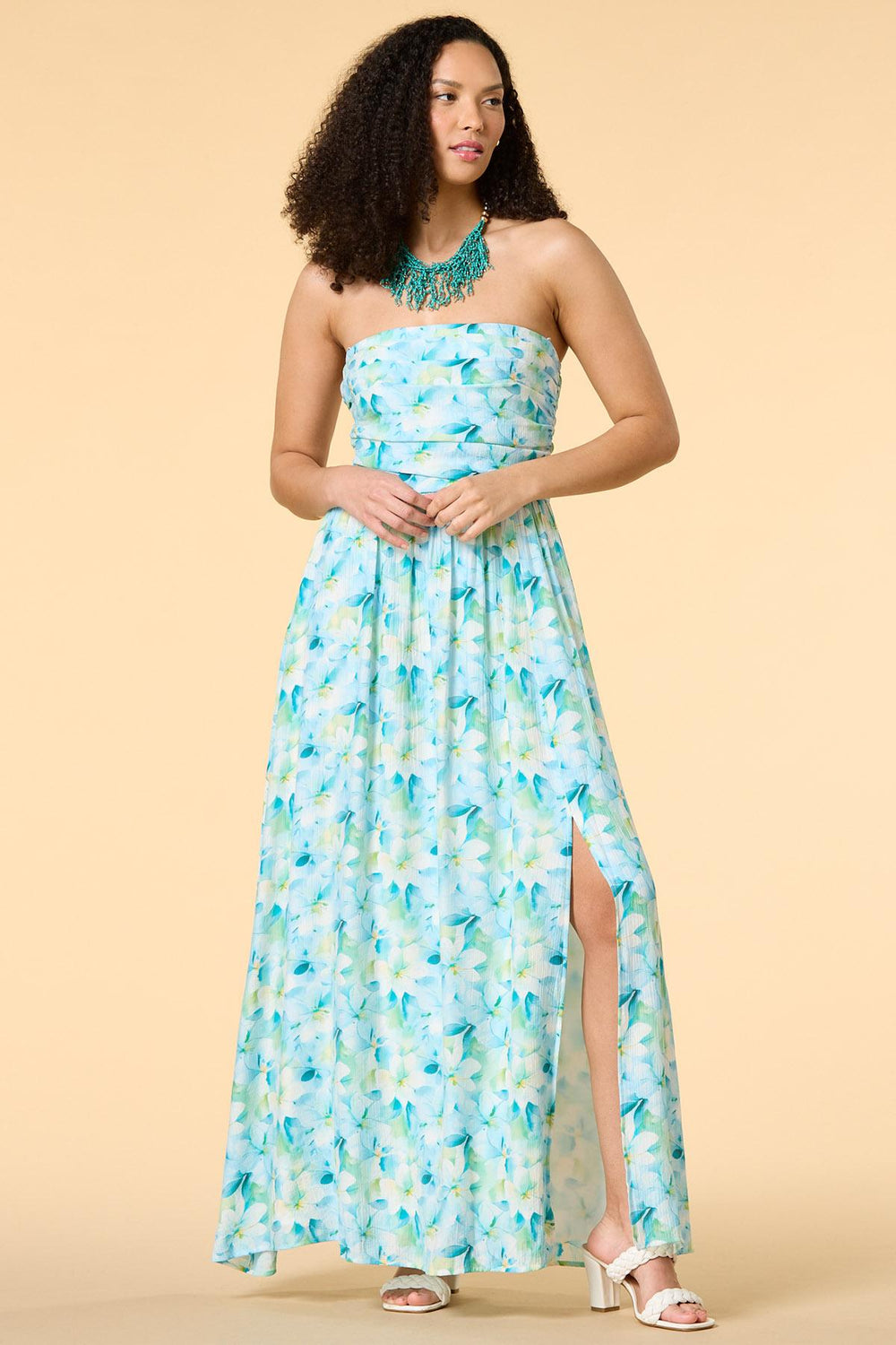 pleat dreams strapless maxi dress Versona Trends