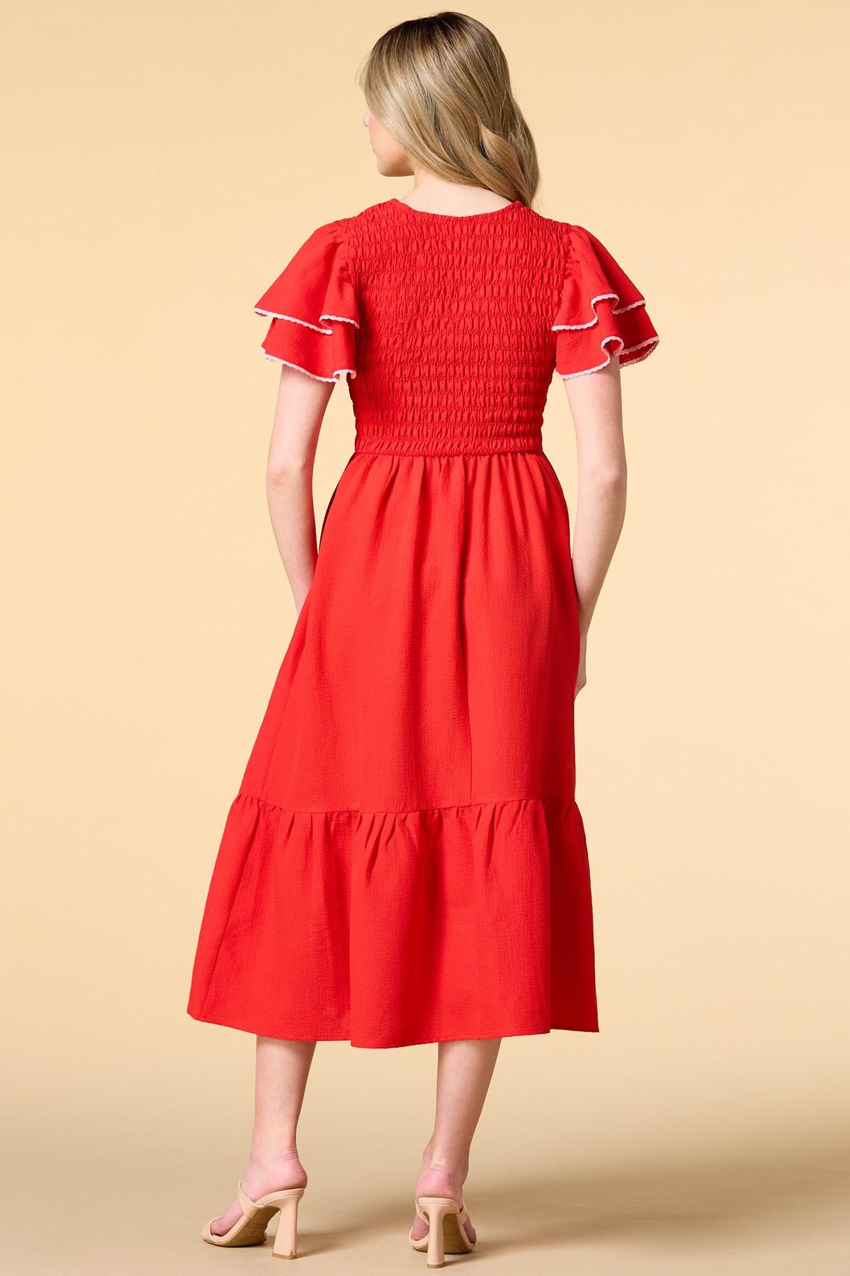 smocking the boat midi dress Versona Trends