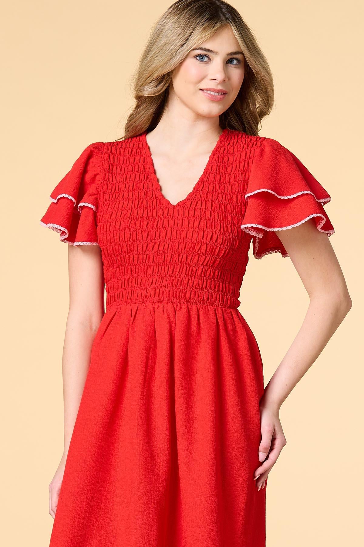 smocking the boat midi dress Versona Trends