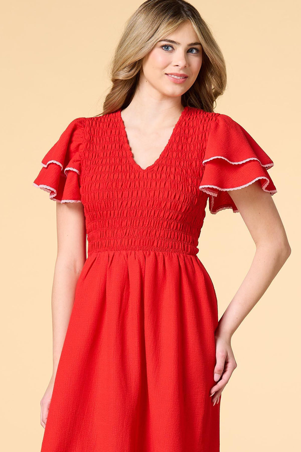 smocking the boat midi dress Versona Trends