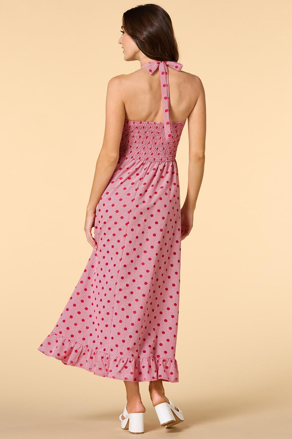 red spot style maxi dress Versona Trends