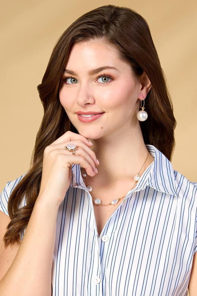 hook wire oversized pearl earrings Versona Trends|Jewelry