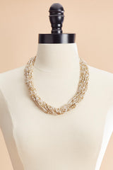 white gold seed beaded necklace Versona Trends|Jewelry