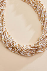 white gold seed beaded necklace Versona Trends|Jewelry