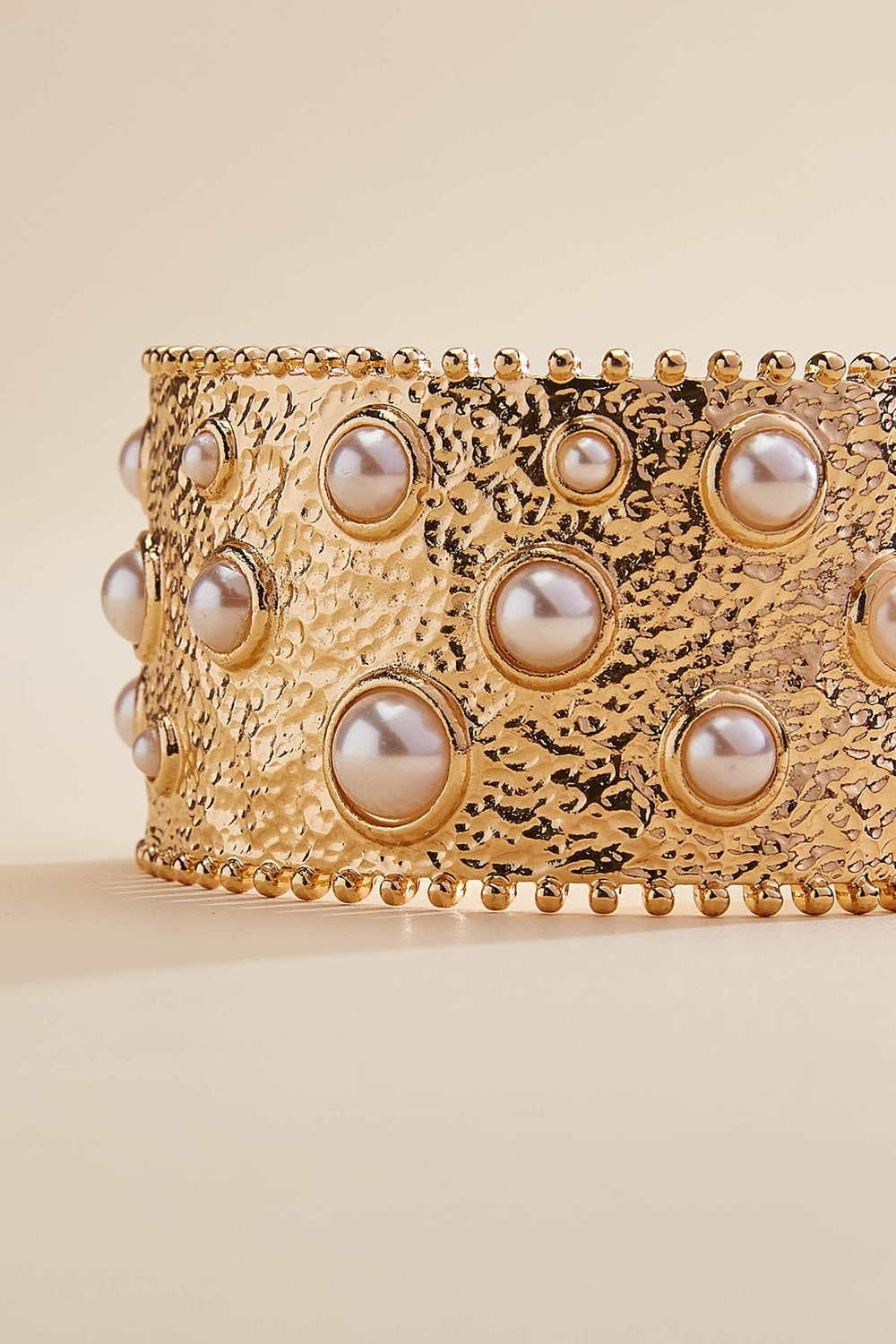 pearl studded textured gold cuff bracelet Versona Trends|Jewelry