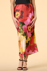 tropic blooms satin midi skirt Versona Trends|Apparel