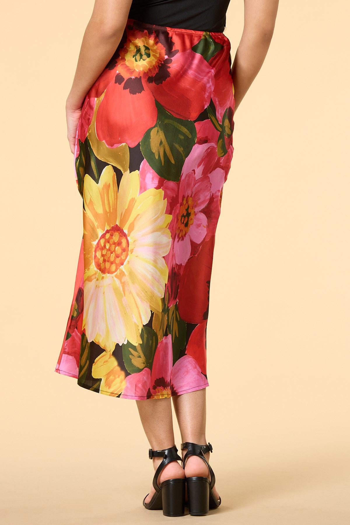 tropic blooms satin midi skirt Versona Trends|Apparel