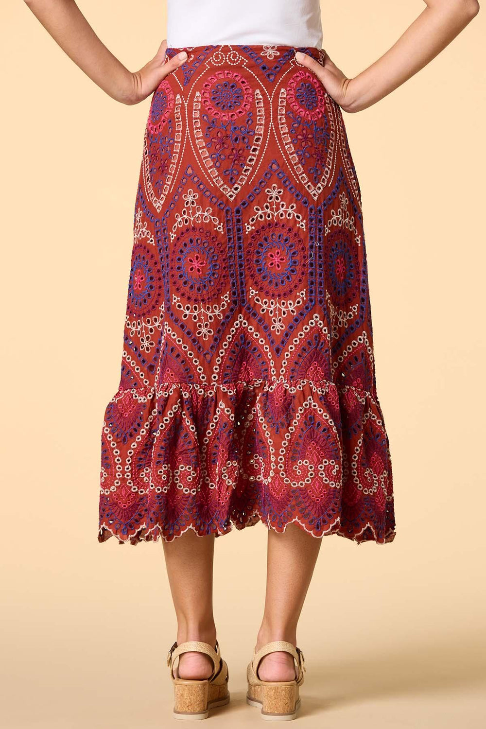 tropical cruise embroidered midi skirt Versona Trends|Apparel