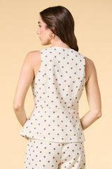 dot in here linen vest Versona Trends|Sale
