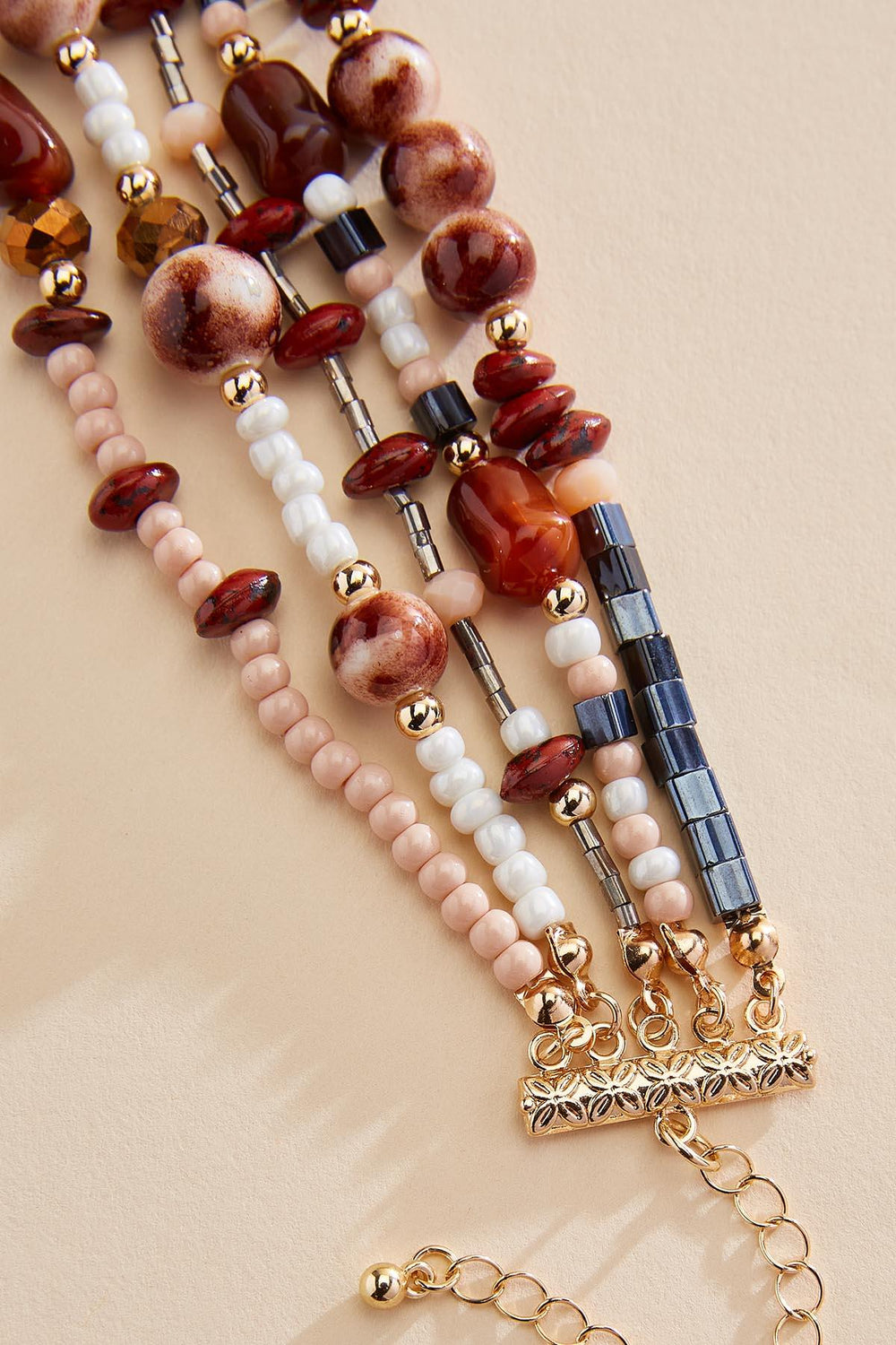 multicolor seed bead stone chain bracelet Versona Trends|Jewelry