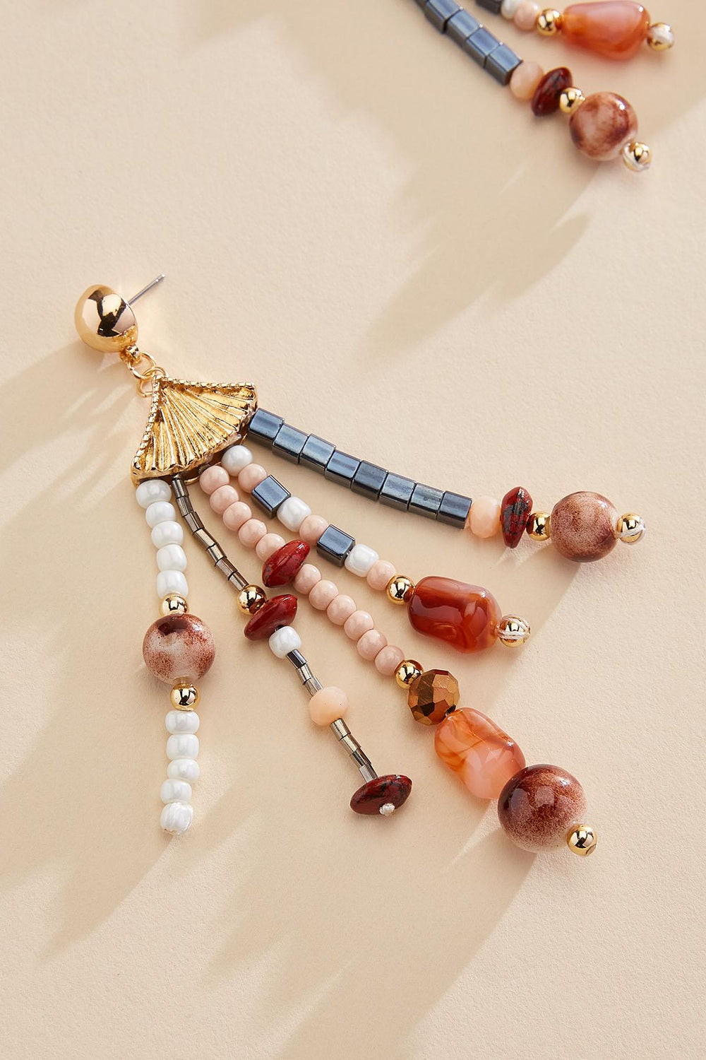 multicolor beaded fringe earrings Versona Trends