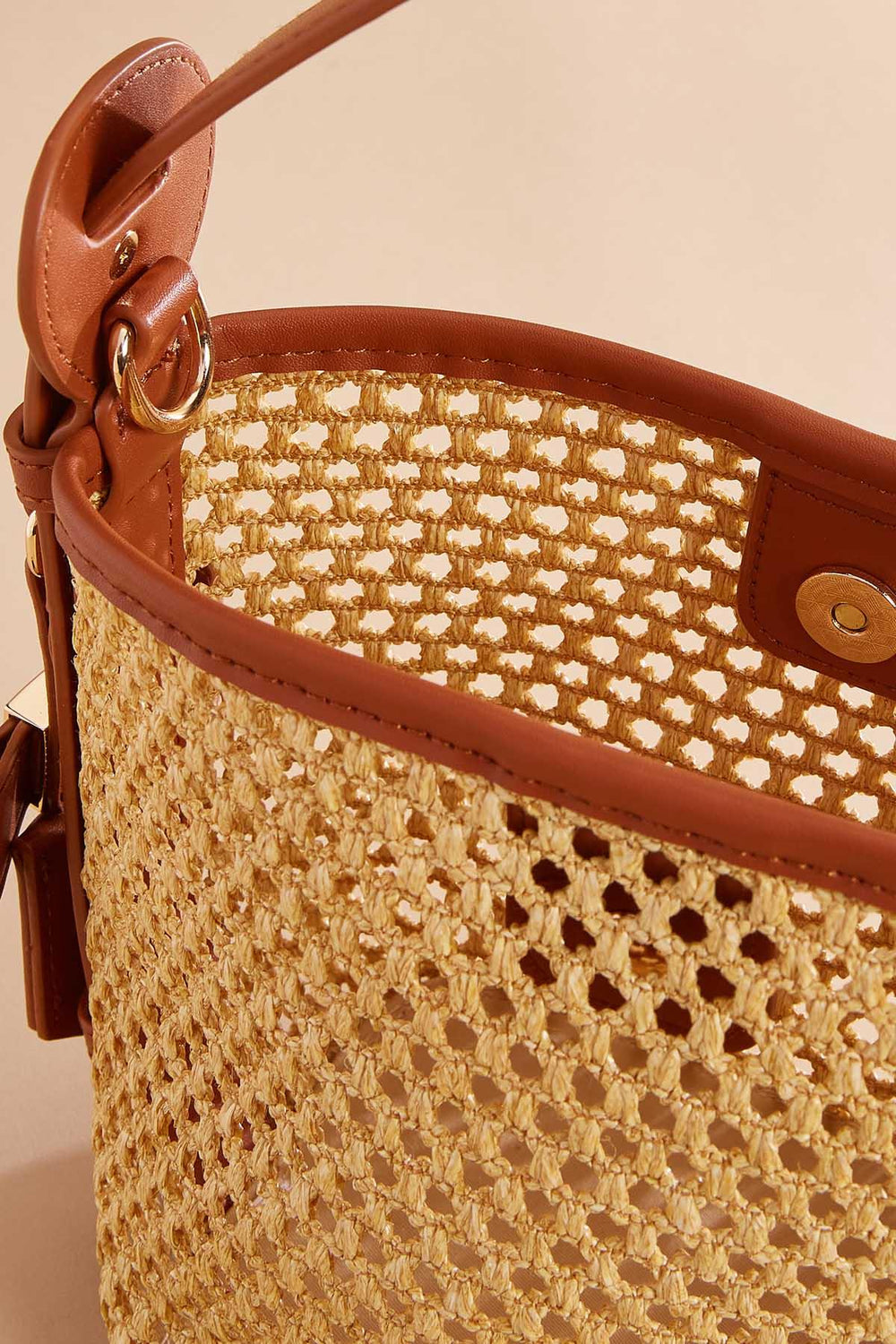 faux leather trim straw crossbody set Versona Trends|Accessories