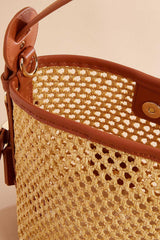 faux leather trim straw crossbody set Versona Trends|Accessories