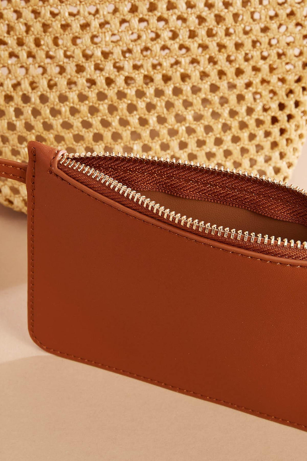 faux leather trim straw crossbody set Versona Trends|Accessories