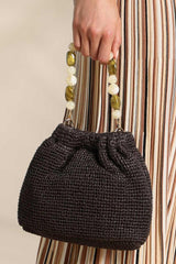 raffia beaded handle bucket crossbody Versona Trends|Accessories