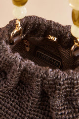 raffia beaded handle bucket crossbody Versona Trends|Accessories